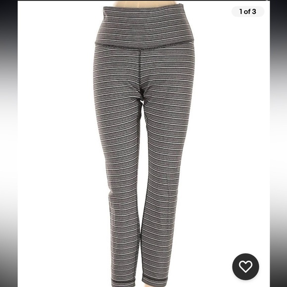 Lululemon Women’s Gray Striped Leggings Size 6 - Picture 1 of 3